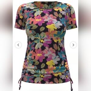 NWT Calypsa Adele swim top short sleeve with cinched sides 3X